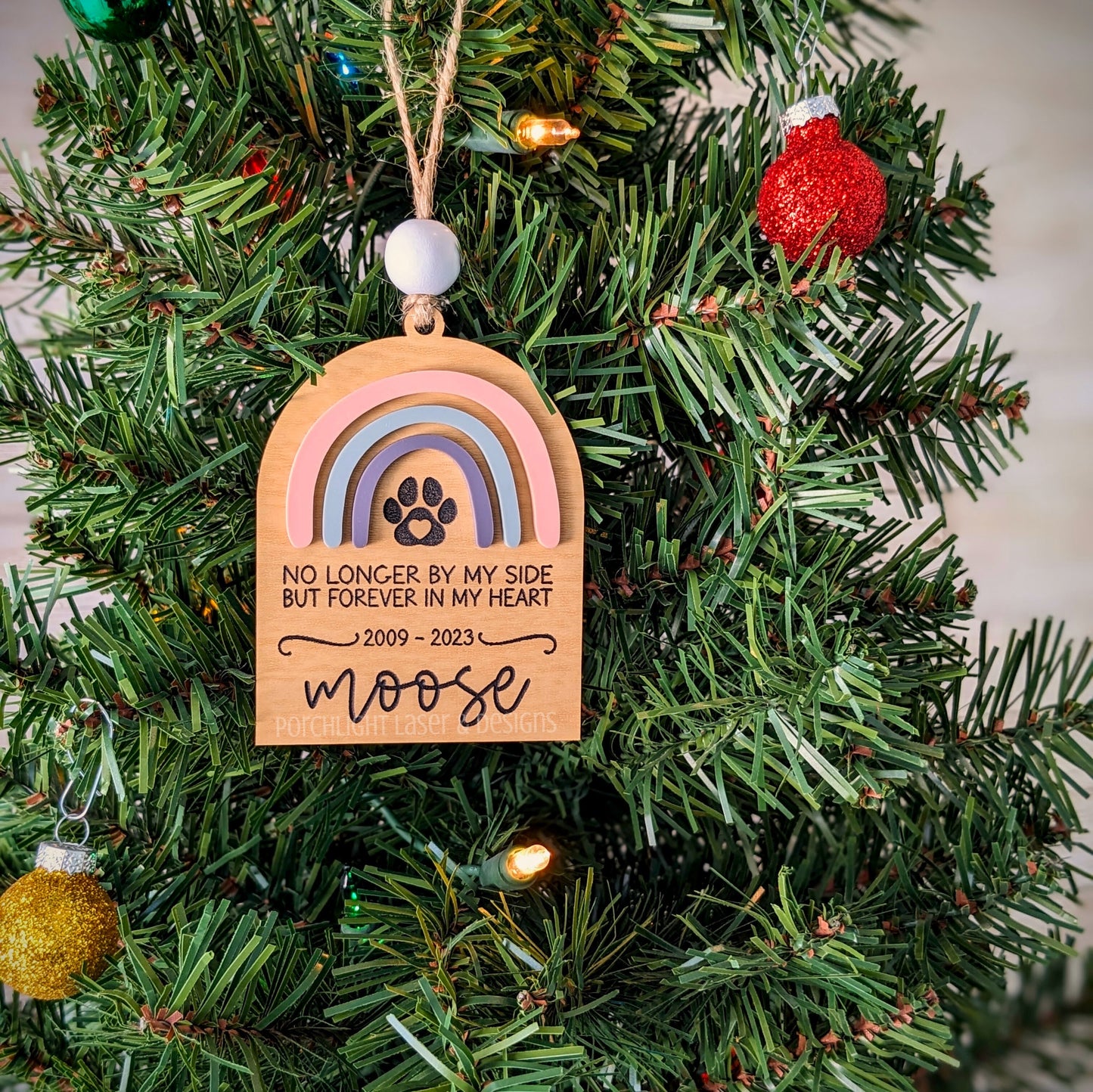 Pet Memorial Rainbow Ornament - Christmas, Holidays, Gift, Dog, Cat