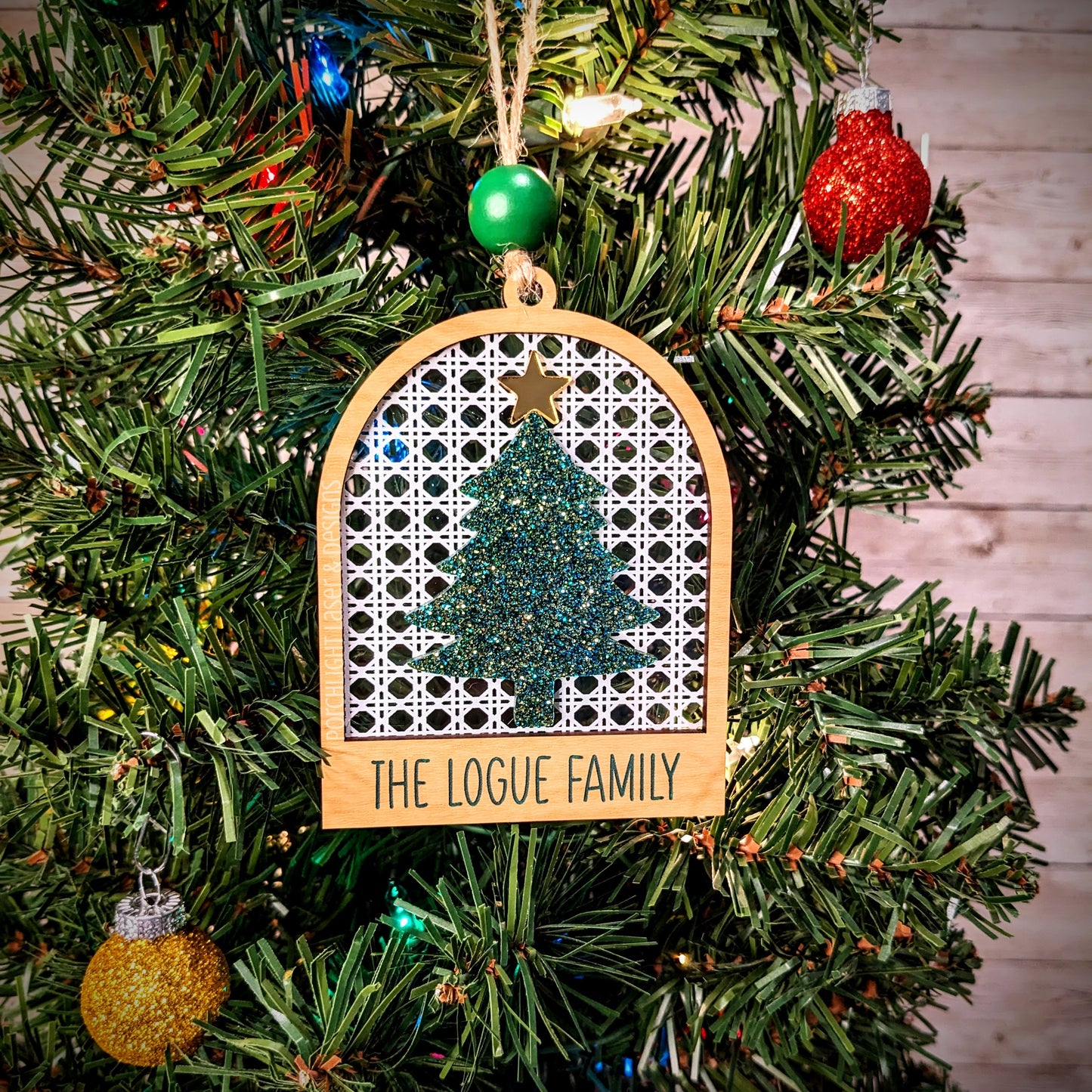 Family Evergreen Tree Ornament - Christmas, Holidays, Gift