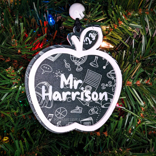 Teacher Ornament Black & White - Christmas, Holidays, Teacher, School