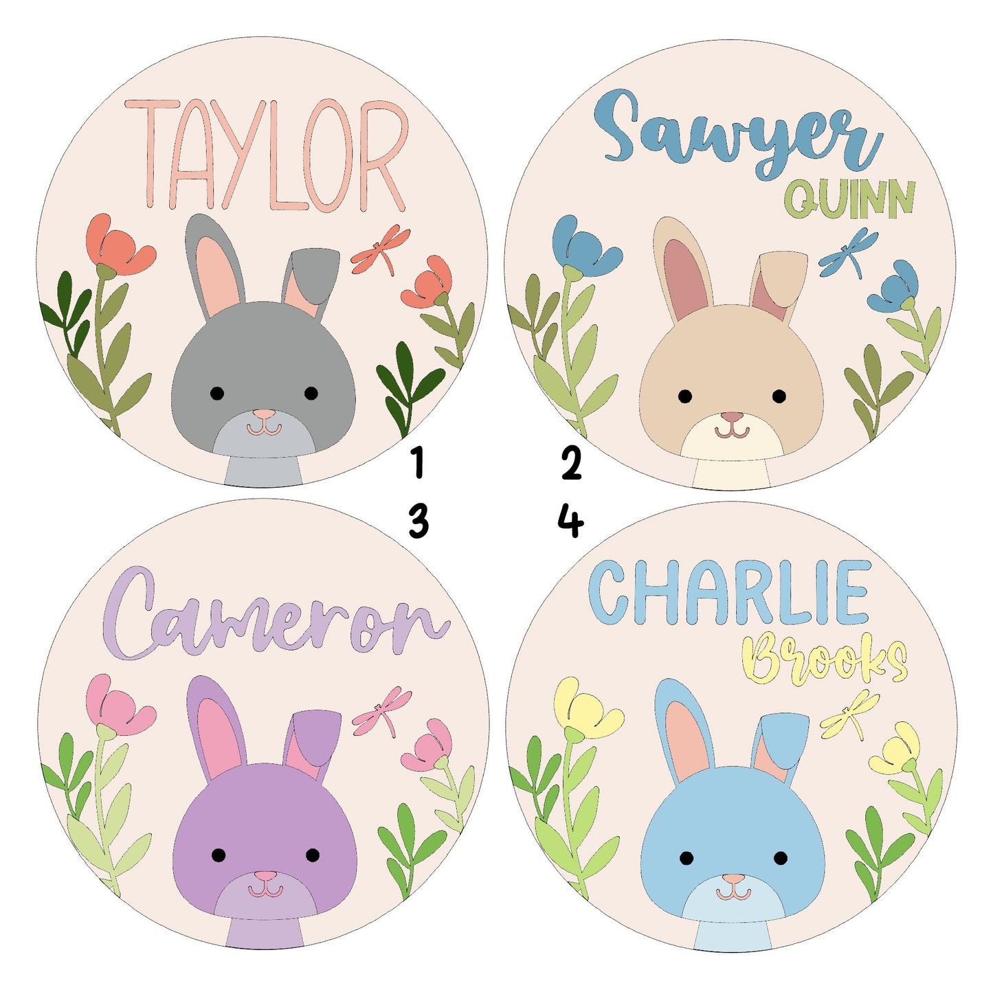 Woodland Rabbit Round Name Sign - Nursery, Child, Baby Shower Gift