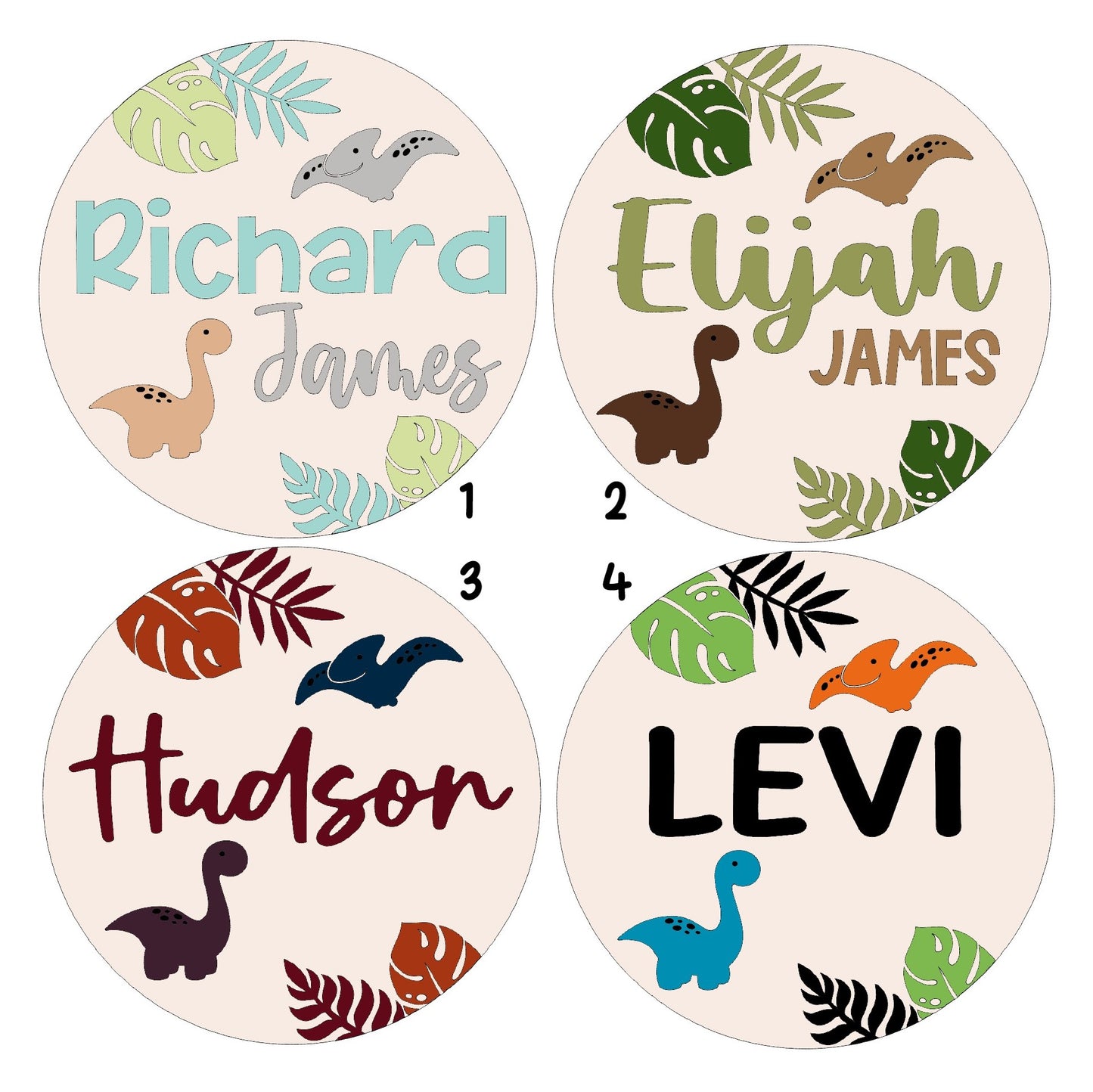 Dinosaur Round Name Sign - Nursery, Child, Baby Shower Gift