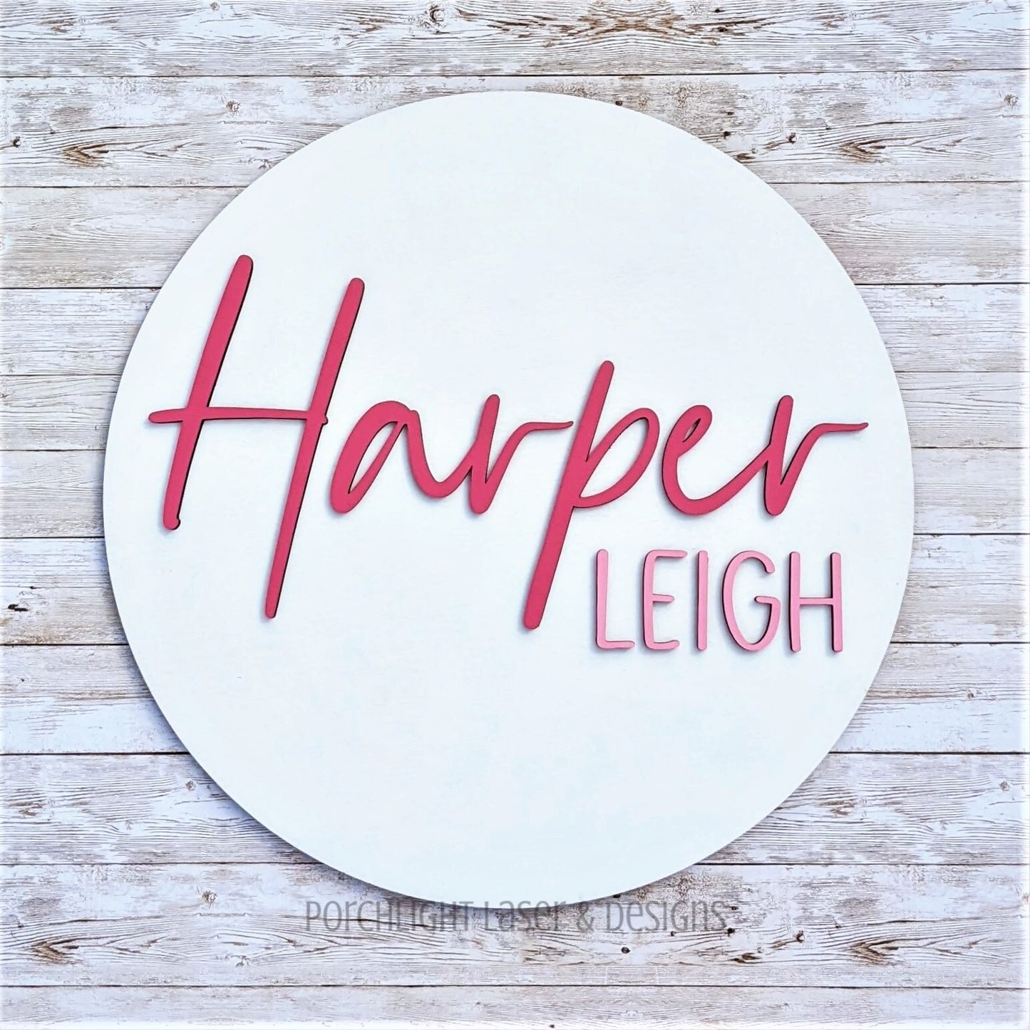 Simple Round Name Sign - Nursery, Child, Baby Shower Gift