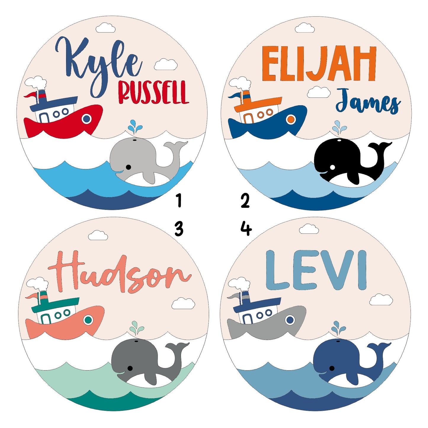 Nautical Round Name Sign - Nursery, Child, Baby Shower Gift